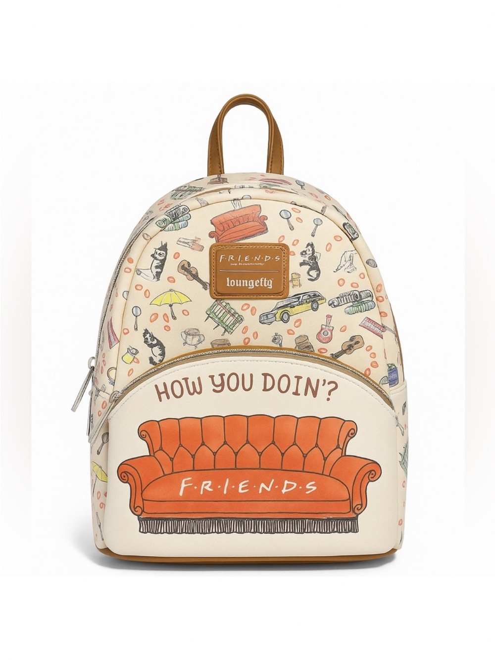 Loungefly Friends Cream and Orange Friends Backpack